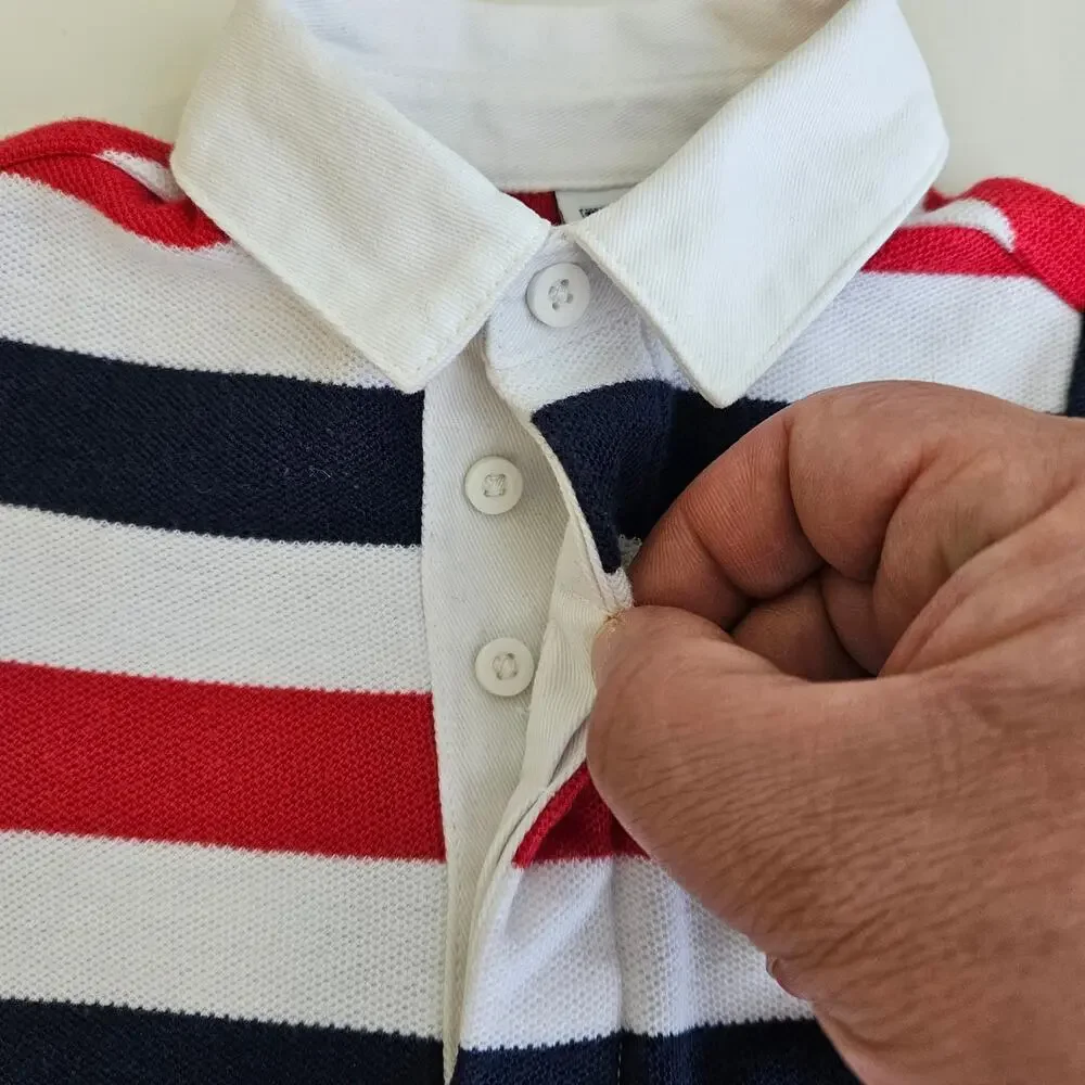 Janie and Jack‎ Polo Rugby Stripe Red Blue Puppy Coverall & Beanie | Baby 0-3 M